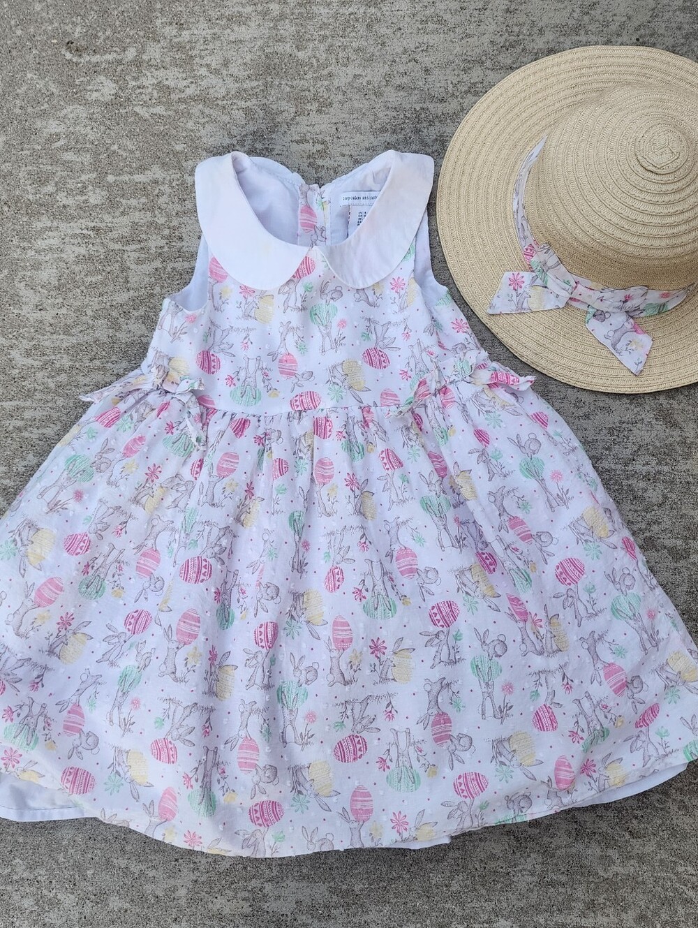Cupcakes And Cashmere Swiss Dot Bunny Spring/Easter Dress With Matching Hat Sz 4
